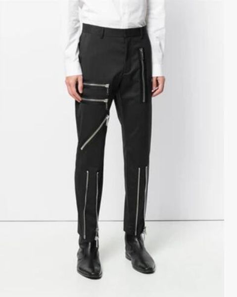 

27-44 new men clothing fashion casual zipper suit pants hair stylist singer personality harem pants trousers plus size costumes, Black