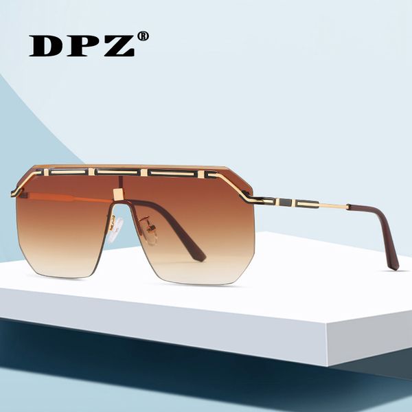 

2020 oversized sunglasses fashion square frameless integrated goggles men glasses metal frame shades for women gafas de sol, White;black
