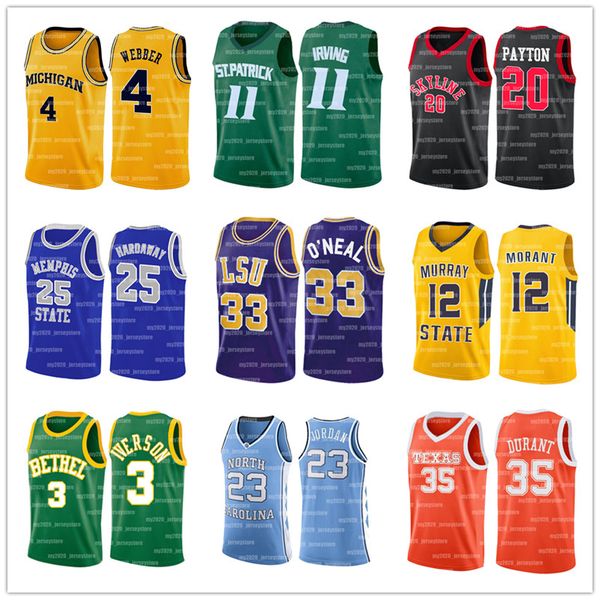 

ncaa chris 4 webber jersey penny 25 hardaway kyrie college trae 11 young irving shaquille 33 oneal david 50 robinson gary payton basketball, Black