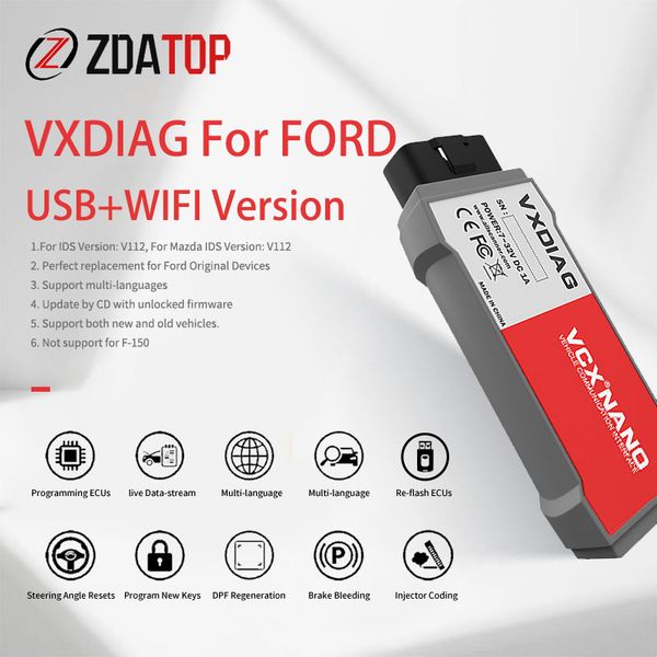 

vxdiag vcx nano obd2 diagnostic tool auto scanner wifi/usb car tools forford ids v117 formazda 2 in 1 programming ids v118