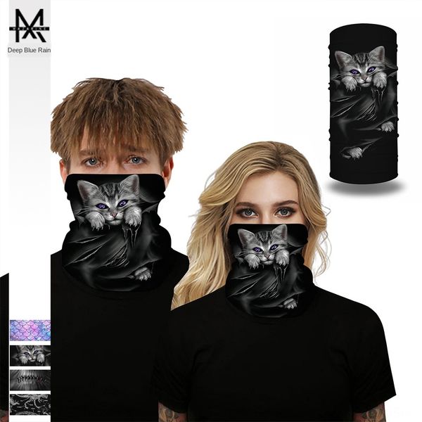 

cat digital printed men's and women's magic dust mask outdoor hiking scarf magic scarf mask, Black