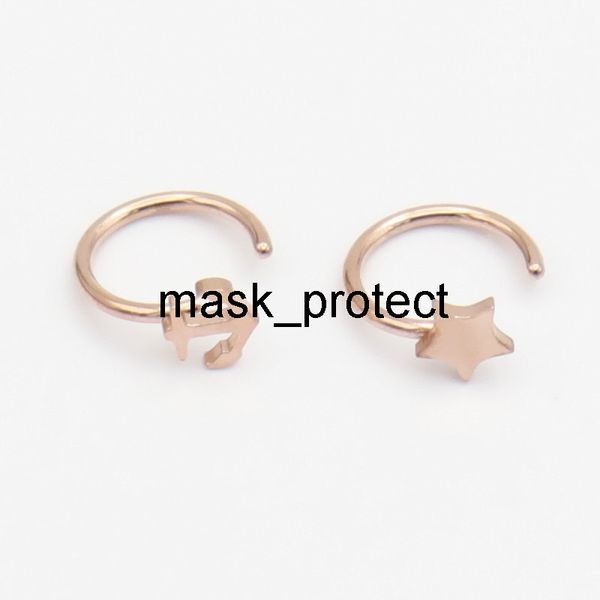 

stainless steel small bone elbow ring anchor type lip c rod nose nail, Golden;white