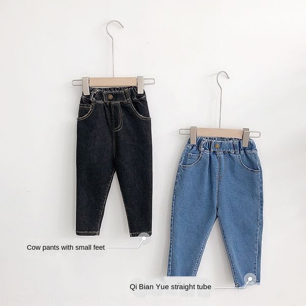 

джинсы чена и носить джинсы м младенцем детской одежды мальчика 2020 эластичных прямых брюки новых маленьких брюк детской популярности ребен, Blue