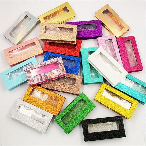 

wholesale eyelash packaging box glitter shiny gold lash boxes packaging faux mink lashes square round empty case bulk