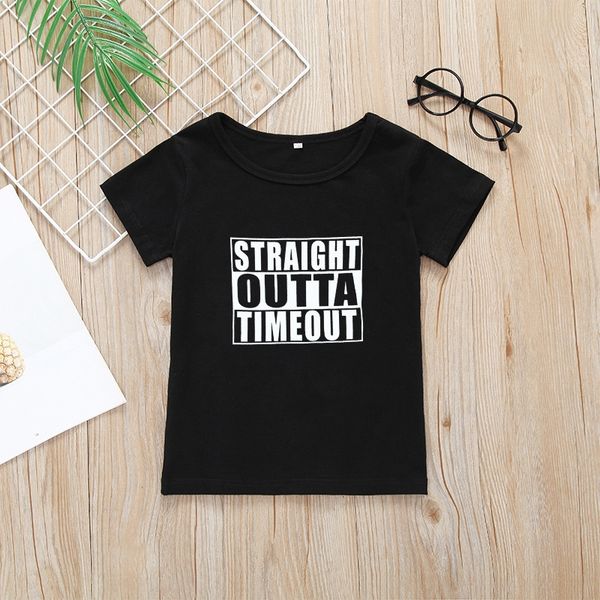 

children's short sleeve summer t- round neck cotton black 2019 new letter t- shirt shirt, Blue