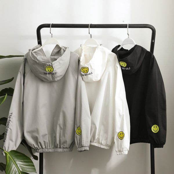 

2oqhg couple wear hooded clothes sunscreen clothescoat sunscreen clothessmiley face jacket for boys and girls sun-proof clothes korean youth, Black;brown