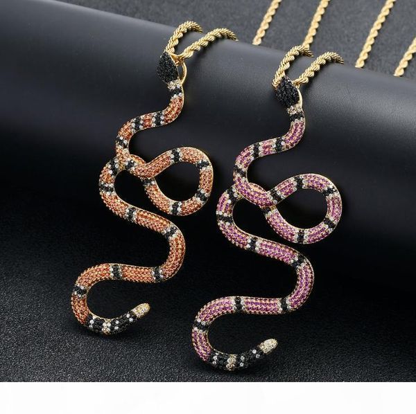 

f ins new european and american net red hip -hop necklace micro -inlaid zircon ten color snake trendy hip -hop jewelry, Silver