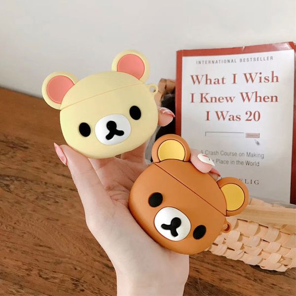

3d симпатичный rilakkuma kiiroitori чехол для airpods 1 2 популярных catoon наушников обложки брелок аксессуары подарка на день рождения