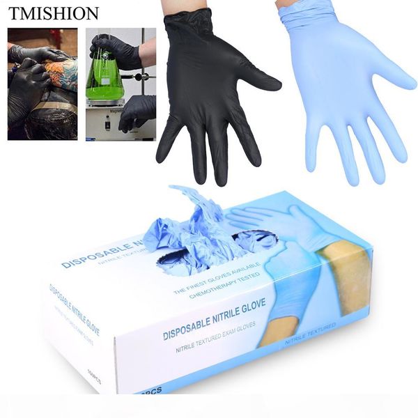 

100pcs box disposable tattoo latex gloves waterproof non-toxic s m l finger protector tattoo nail accessory supplies black blue sh190729, Silver