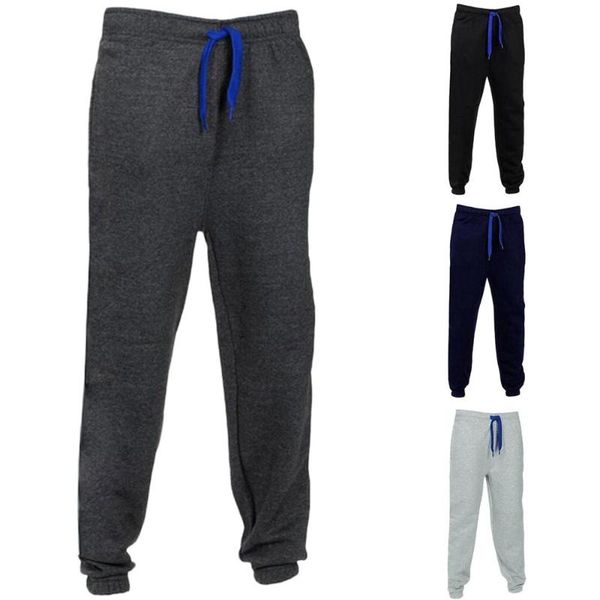 

2020 casual sport sweatpants men cotton plus velvet gym fitness jogging trousers solid sports trousers jogging pants o11, Black;blue