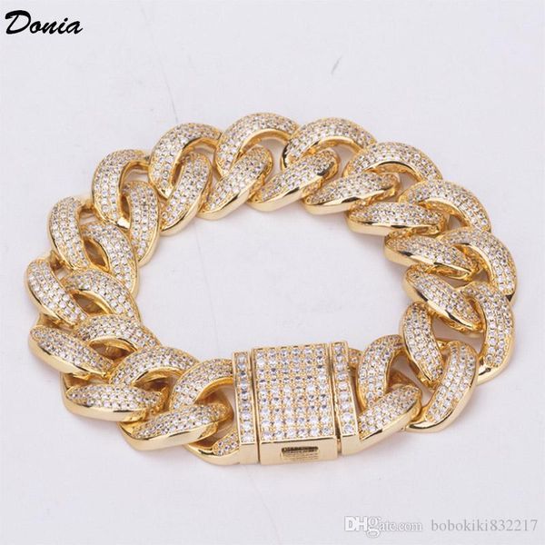 

donia jewelry fashion europe and america hiphop hip hop bracelet micro inlaid zircon men's bracelet cuban chain, Black