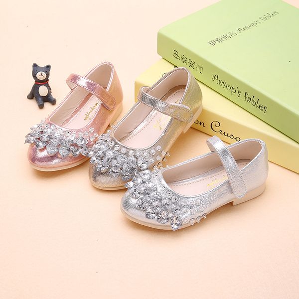 

Girls shoes kids leather shoes gold pink silver spring autumn fashion children shiny rhinestone performance girls princess shoes