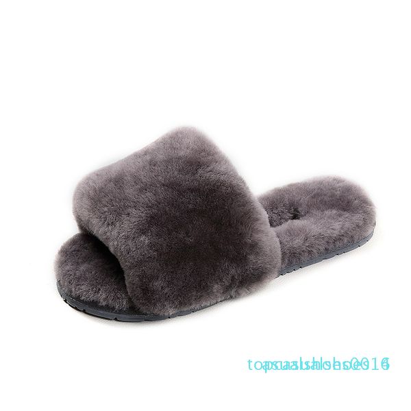 

натуральные тапочки брачных зимнего теплого крытого wool тапочки 2016 мода furry австралию овчины дом тапочки c14, Black
