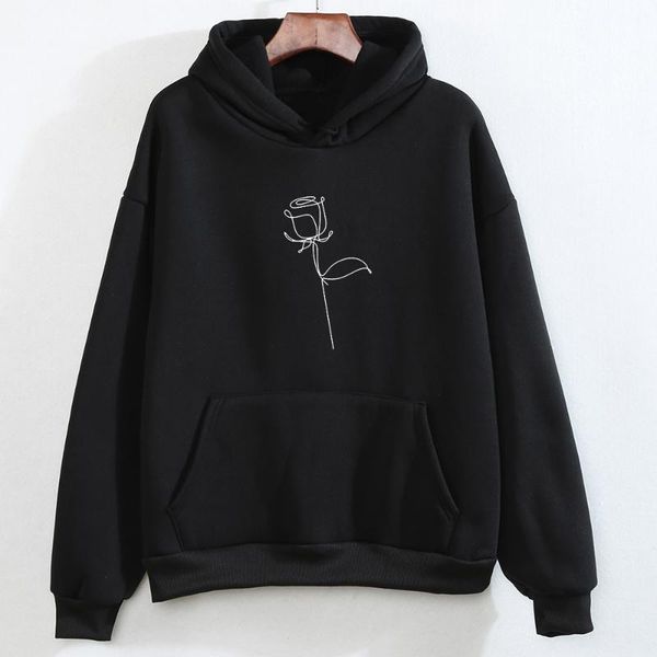 

women's hoodies & sweatshirts fashion harajuku winter hoodie women loose korean style sweatshirt autumn streetwear flower printing suda, Black