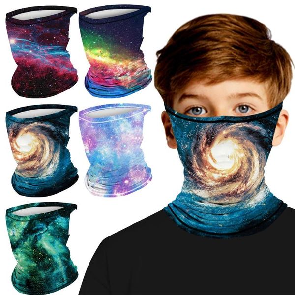 

1 pc starry sky theme bandana hanging ear head face neck gaiter tube dustproof scarf for kids outdoor cycling accessories, Black