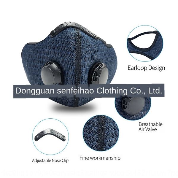 

riding protective mask grid with breathing protection valve mask activated carbontype replaceable 5-layer filter element, Black