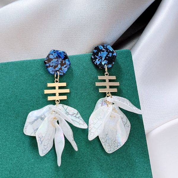 

korean new flower petal long drop earrings for women 2020 fashion jewelry personality party pendientes, Silver