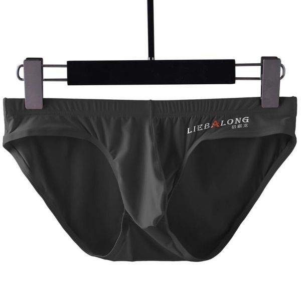 

men's low rise briefs seamless bulge pouch stretchy underwear underpants ice silk briefs ultra-thin breathable convex, Black;white