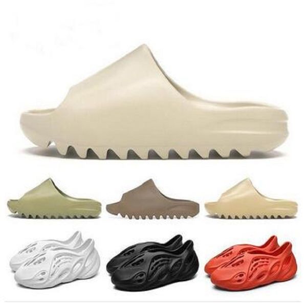 

with box foam runner kanye west clog sandals triple black white slides fashion slippers womens mens beach sandals flip flops 36-45