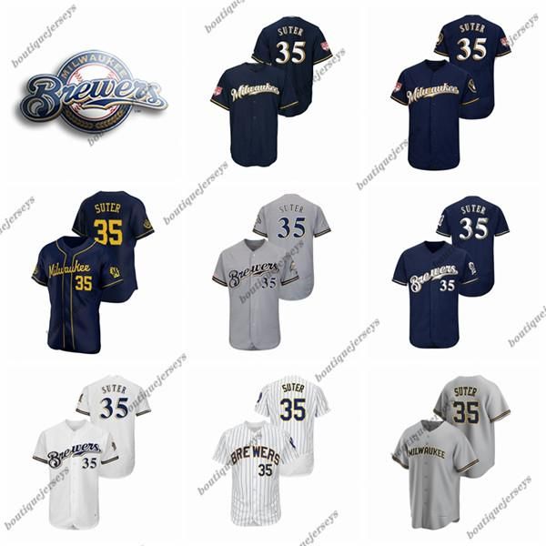

custom men women kids milwaukee brewers 35 brent suter 15 pomeranz 51 kacike 24 jesus aguilar home white gray baseball jerseys, Blue;black