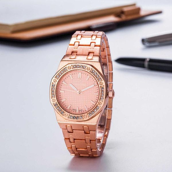 

fashion women designer wristwatches quartz movement stainless steel casual watches womens diamond inlaid business watch 04, Slivery;brown