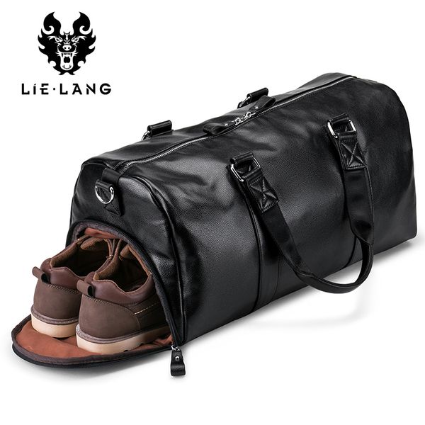 

lielang men's black handbag travel bag waterproof leather large capacity travel duffle multifunction tote casual crossbody bags cx20071