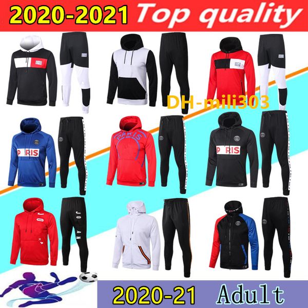 

2020 2021 paris soccer hoodie tracksuit jacket survetement 20/21 mbappe icardi football jacket air jordam soccer hooded training suit, Black