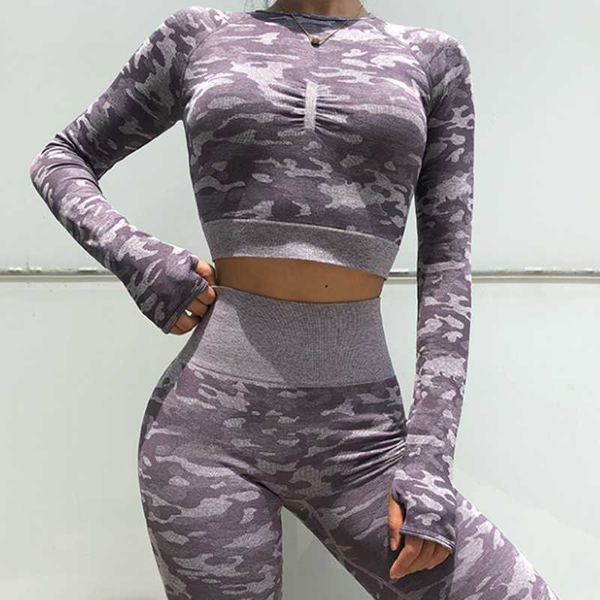

yoga outfits women seamless camouflage pants camo set fitness sports bra high waist gym leggings suits workout sets, White;red