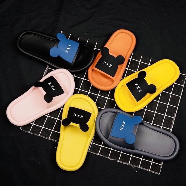 

rdd7k parent-child slippers indoor anti-skid student female cartoon middle-child one-character drag outdoor children' shoes children&#, Black;grey