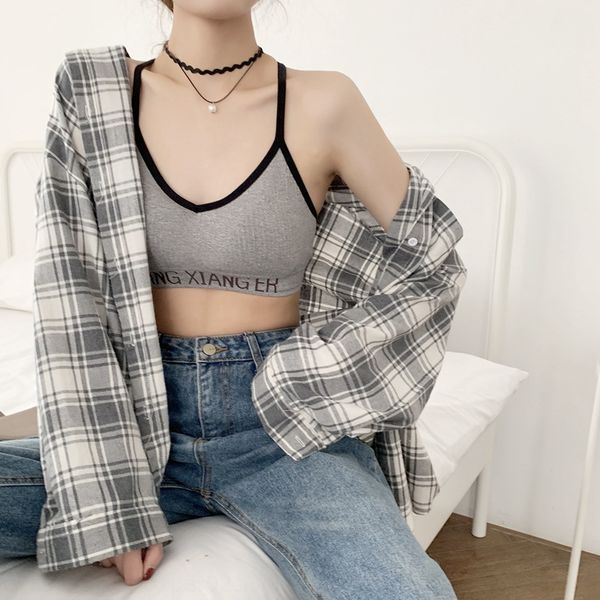 

ban4k 20 new seamless letter parachute parachute plaste with beautiful back wrapped chest plastering chest non-steel ring camisole fema, Camo