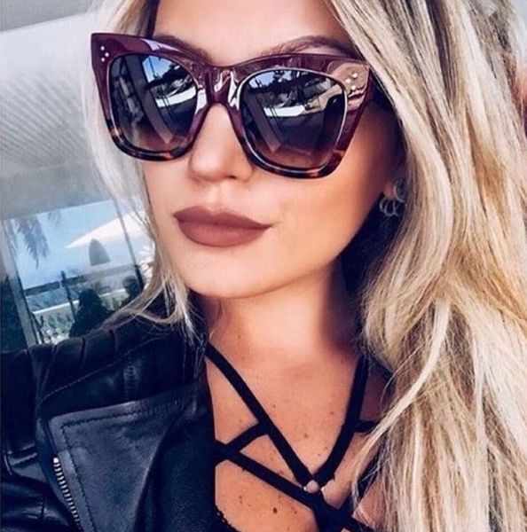 

hbk cat eye sunglasses modis vintage feminino 2019 women brand leopard sun glasses fashion trend women sunglasses, White;black