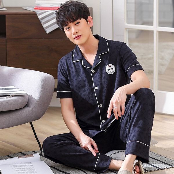 

4rtw8 2020 pajamas men's summer short clothes clothes home furnishing clothing sleeve cotton thin korean style youth leisure large size, Black;brown