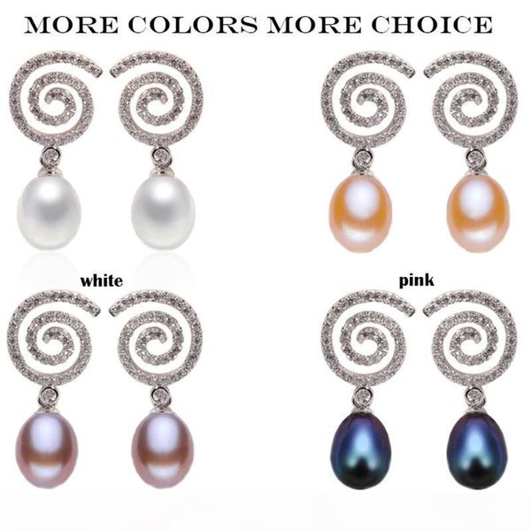 

wholesale 925 sterling silver jewelry for office women natural pearl jewelry for women 8-9mm pearl earrings 2018 new fashion, Golden;silver