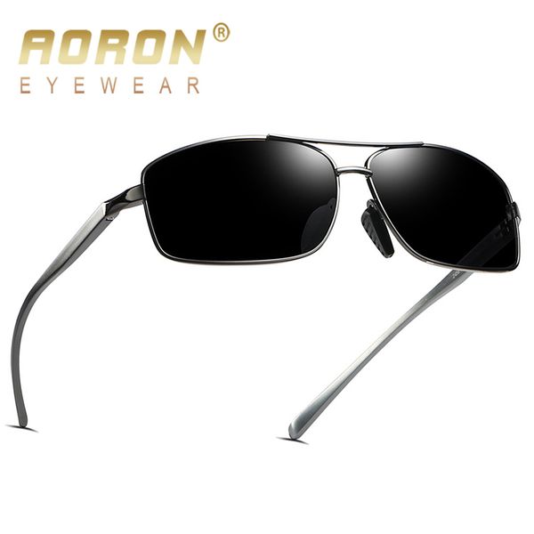 

aoron classic retro mens polarized sunglasses men rectangle sun glasses aluminum frame uv400 male eyewear, White;black