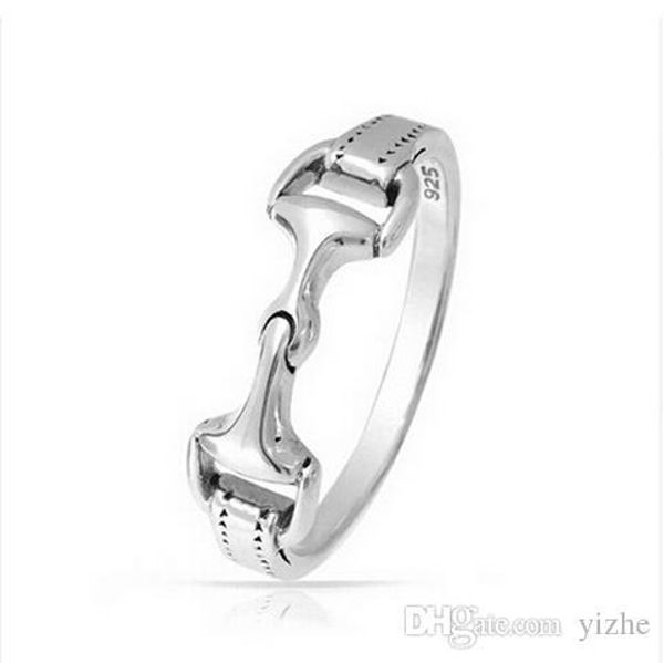 

real 925 Sterling Silver women men horse bit snaffle bit ring