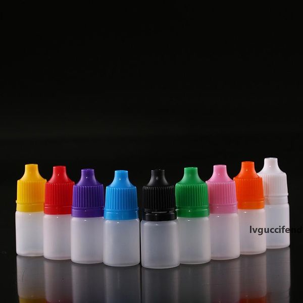 

10pcs/lot 5ml eyes drop refillable bottle empty plastic squeezable dropper bottles eye liquid dropper sample colorful cap