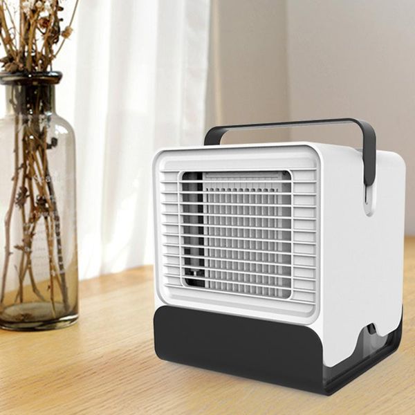 

new portable mini usb air conditioner fan deskair cooler office dormitory cooling mobile fan with led lights