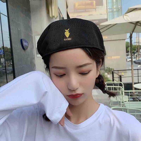 

net red red hat beret black beret female korean fashionable thin ins british forward hat, Blue;gray