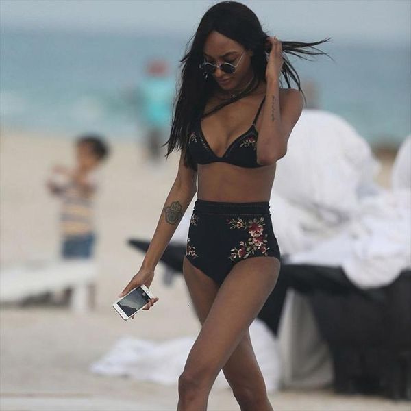 

купальнике push up biquini купальник бикини set пляжная одежда майо сексуальный цветок цветочные женщины женщины высокой талией печати, White;black