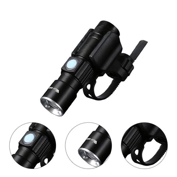 

1pc portable bike front led rechargeable with usb(black, with stand)