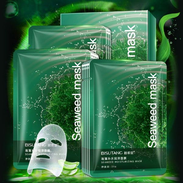 

Seaweed Algae extract Anti Puffiness Mascarilla Shrink pores Black Face Skin Care Easy absorb mask Wholesale Pore Cleaner cheap face masks