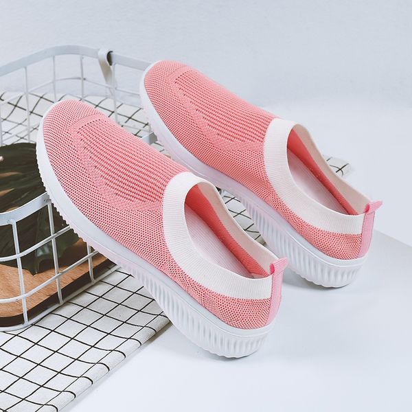 

2020 shoes woman sneakers women's flats sock sneakers lightweight plus size summer walking flat shoes ladies, Black