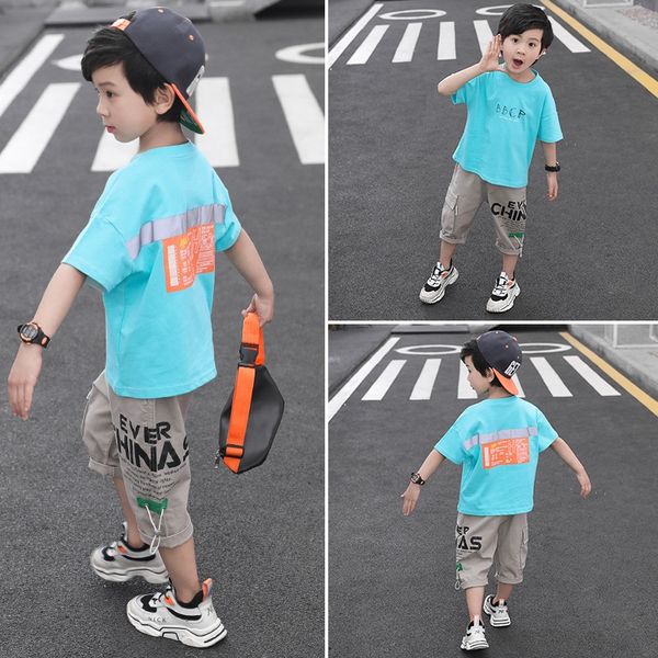 

jf1zx boys' summer 2020 new style large and boy summer suit medium-sized children korean style handsome short-sleeved 10-year-old stude
