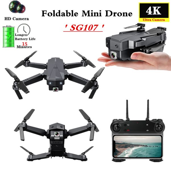 

kakbeir sg107 mini drone с wifi fpv широкоугольный hd 4k 1080p камера hight удерживать режим складная quadcopter дрон подарок игрушки vs e68