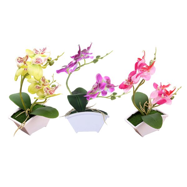 

3x artificial orchid bonsai faux flower indoor outdoor office home decor