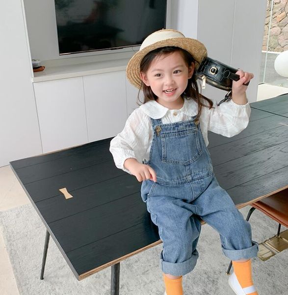 

2020 new wholesale girls boys denim overalls autumn fashion kids pants 1-6 years yq355, Blue