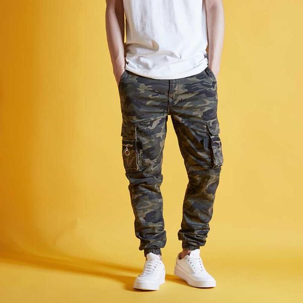 

new trend camouflage cargo pants men casual harem pants army style joggers slim fit trousers streetwear man clothing, Black