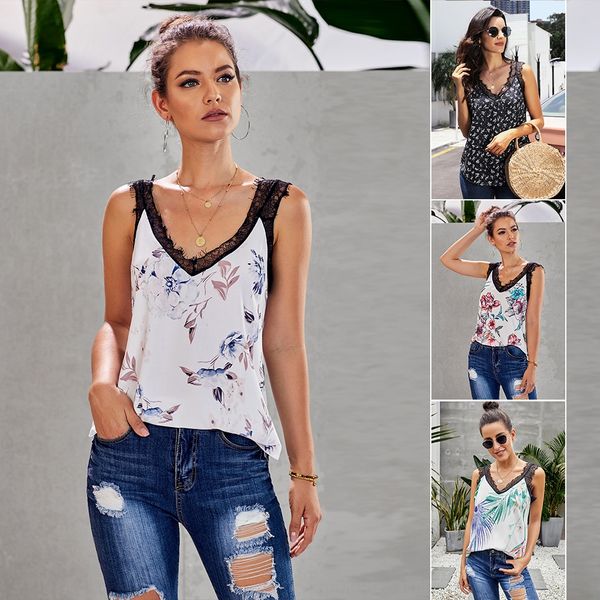 

sleeveless printed summer loose outer wear lace pullover pullover small camisole women 252090, Camo