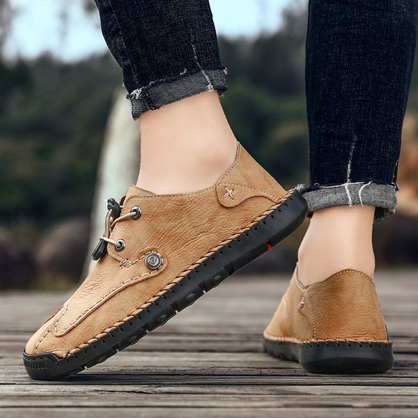 

причинные кроссовок мужских кожаных бездельники плоские ботинки вскользь досуг черная продажа для mens вскользь sneaker людей тапки мужских, Black