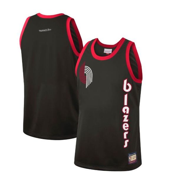 

men portland trail blazers mitchell & ness hardwoods classics team heritage fashion jersey - black, Black;red